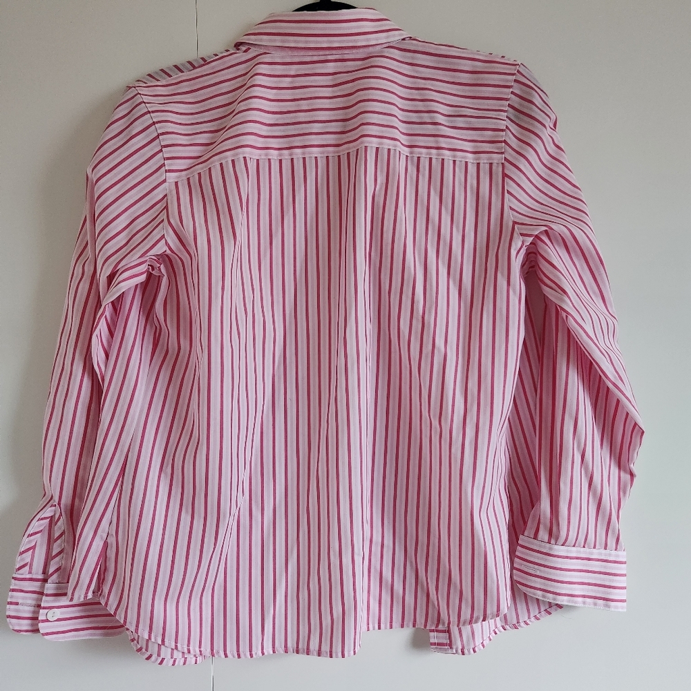 Foxcroft Pink White Striped Wrinkle Free Button Down Shirt XS - Picture 7 of 8